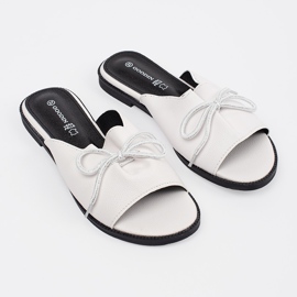 Goodin Hvid flad flip flops med en bue 1