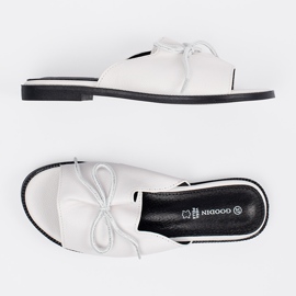Goodin Hvid flad flip flops med en bue 2