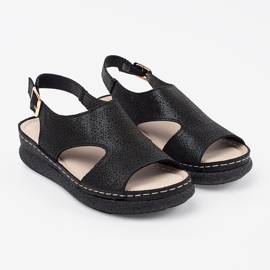 Goodin Sorte sandaler på en let platform 2