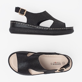 Goodin Sorte sandaler på en let platform 4