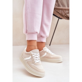 Sneakers med lav platform til kvinder, beige 2