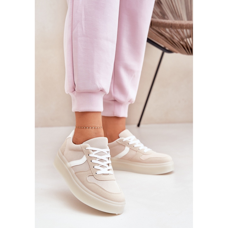 Sneakers med lav platform til kvinder, beige 2