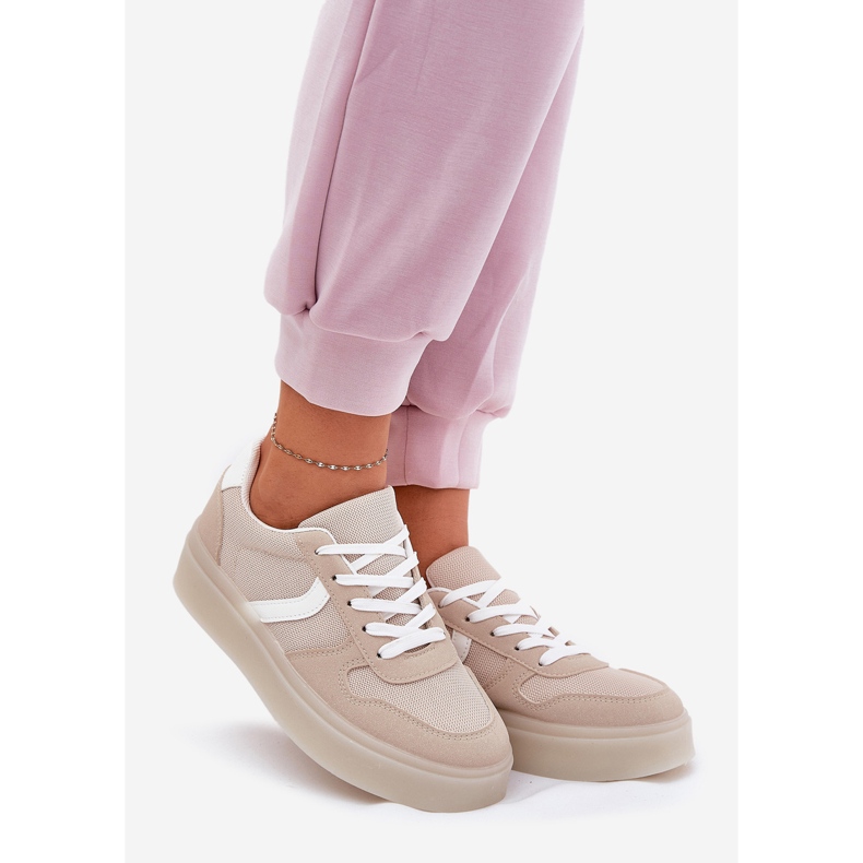 Sneakers med lav platform til kvinder, beige 1