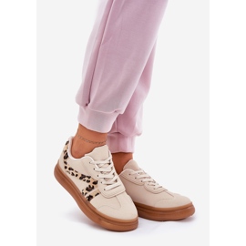 Kvinders sneakers på platformen leopard beige 1