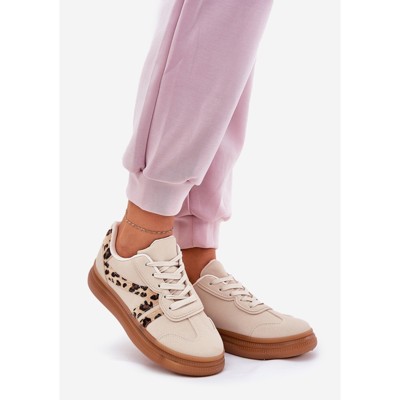 Kvinders sneakers på platformen leopard beige 1