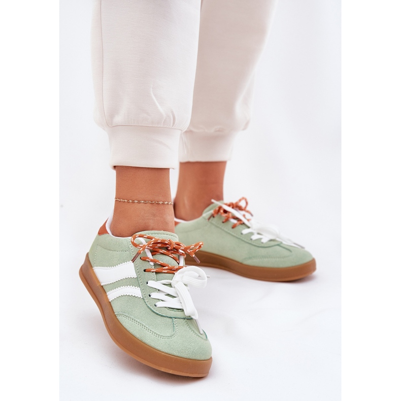 Lav kvinders sneakers med dobbelt snøring grøn 2