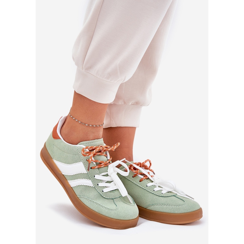 Lav kvinders sneakers med dobbelt snøring grøn 1