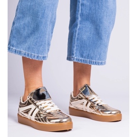 Gyldne sneakers lakerede sneakers gylden 1