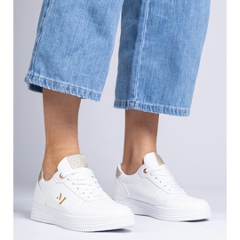 Kvinders hvide sneakers med gylden glitter 2