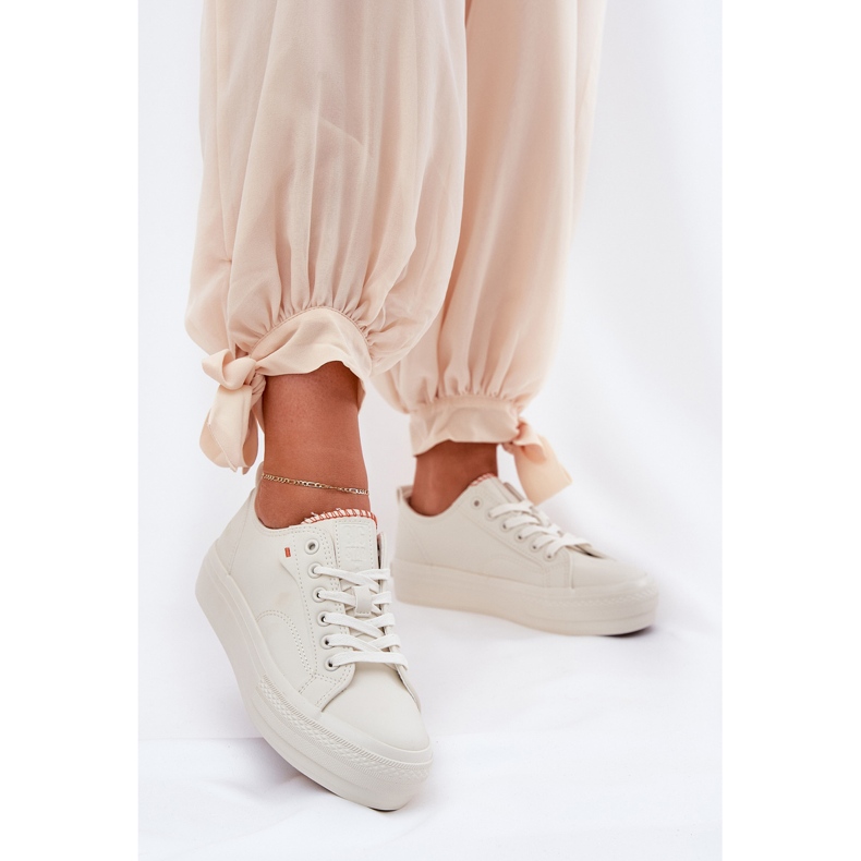 Kvinders sneakers på platform med Eco Leather Big Star RR274A297 Light Beige 2