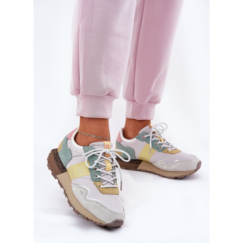 Kvinders ruskind sneakers Big Star RR274244 Hi-Polish Gray-gule System grå 2
