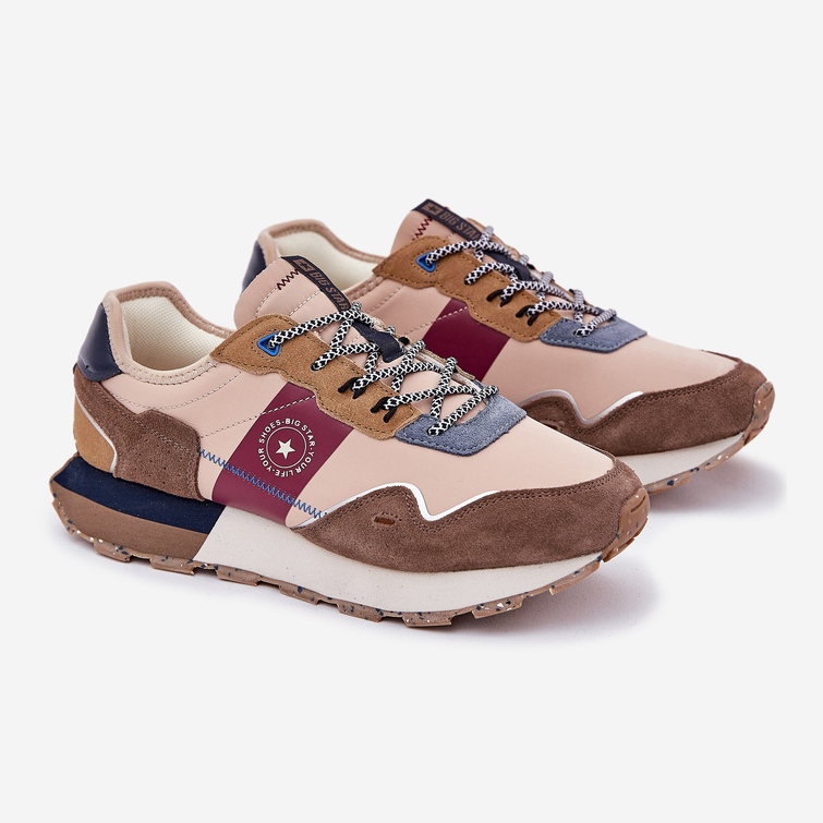 Big Star Mænds ruskind sneakers på den store stjerne RR174475 Hi-Polish Beige System 1