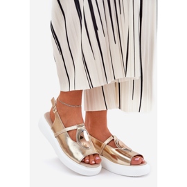 Læder Elegant Women's Sandals S.Barski Gr51-603 Zlotys gylden 1
