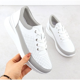 Læder sneakers til openwork Vinceza 41487 hvid 1