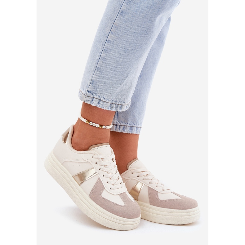 Eco Leather Women's Sneakers på platformen Beige 1