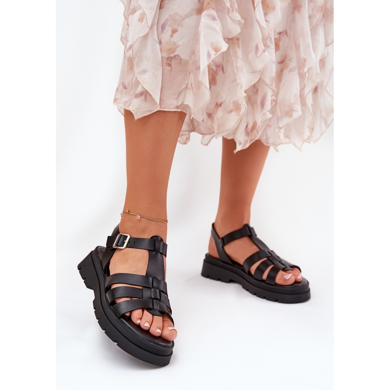Eco Leather Women's Sandals på platformen sort 2