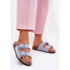 Kvinders flip flops med klemmer på Cork Sole Blue blå 2
