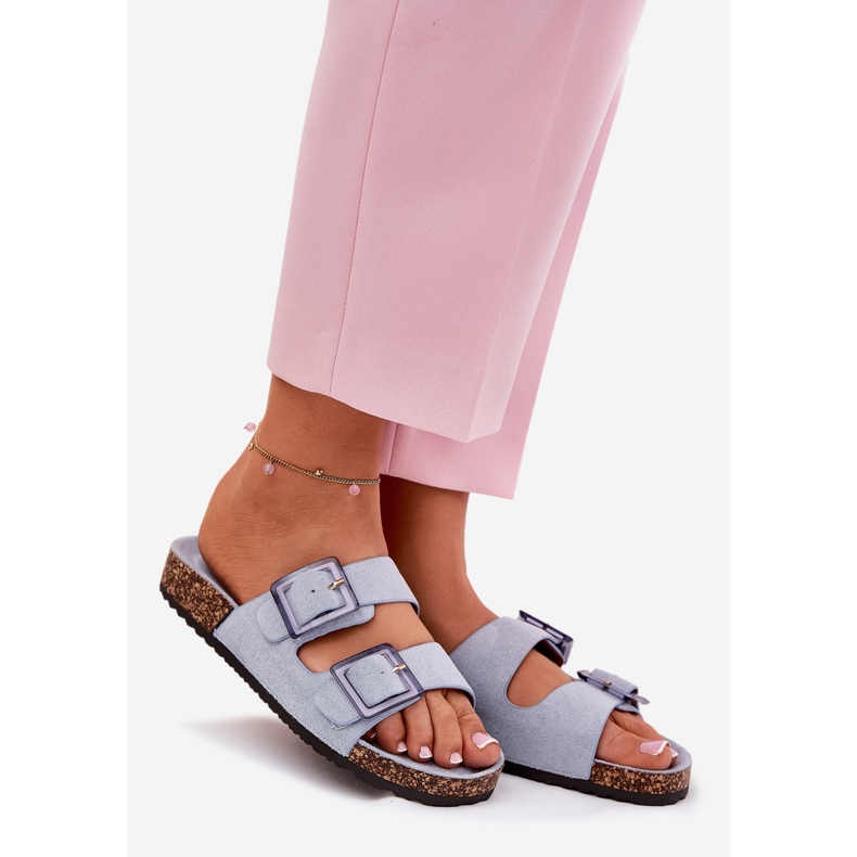 Kvinders flip flops med klemmer på Cork Sole Blue blå 1