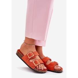 Kvinders flip flops med klemmer på en kork orange sål 1