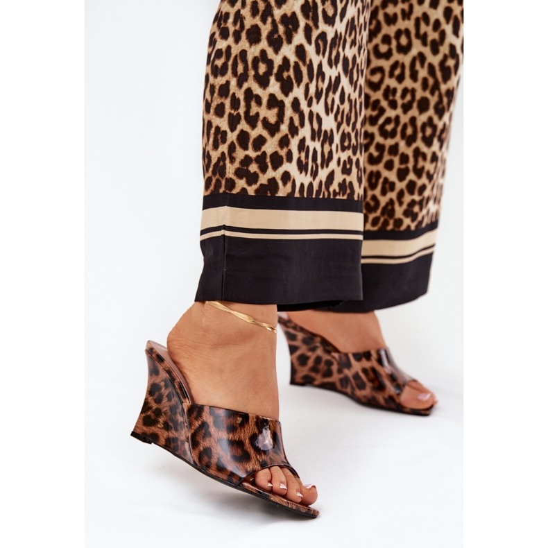 Malede kvinder flip flops brun leopard leopard print 2