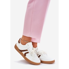 Lav kvinders sneakers med blonder hvid leopardprint 1