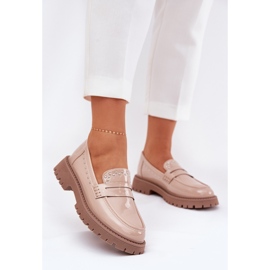 Kvinders loafers lakeret med beige dekoration 2