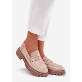 Kvinders loafers lakeret med beige dekoration 1