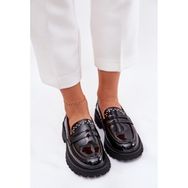 Kvinders loafers lakeret med sort dekoration 5