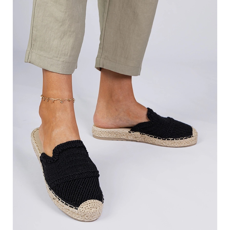 Sorte kvinders espadrilles hjemmesko 1