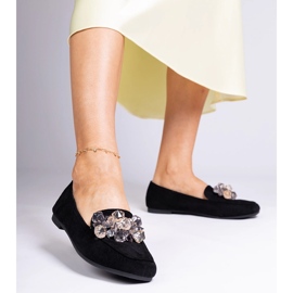 Sorte loafers dekoreret med krystaller 1