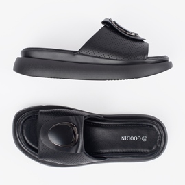 Goodin Sort komfortable flip flops på platformen 4