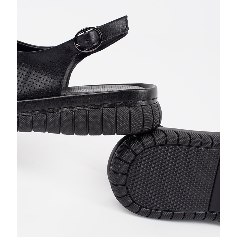 Goodin Læder elegante sorte sandaler 1
