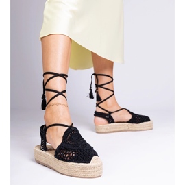 Sort espadrilles flettet sandaler 1