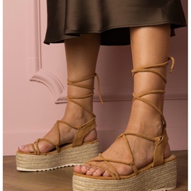 Brun Espadrilles Sandaler på en høj platform 1