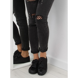 Dame satin sorte sneakers 16-509 Allblack 1