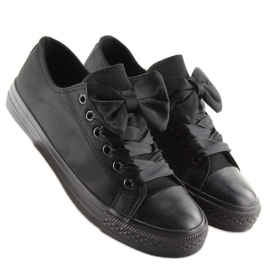 Dame satin sorte sneakers 16-509 Allblack 2
