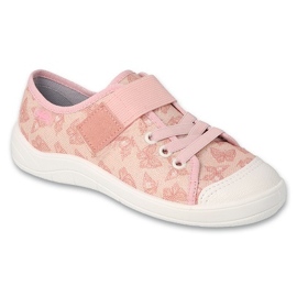 Befado børnetøfler med velcro 351Y033, pink med sommerfugle lyserød 1