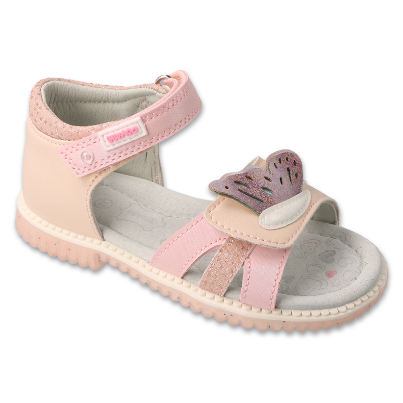 Befado børnesandaler, læder indersål 170X095, pink med dekoration lyserød 1
