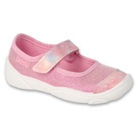 Befado pink børnetøfler 209P039 med velcro lyserød 1