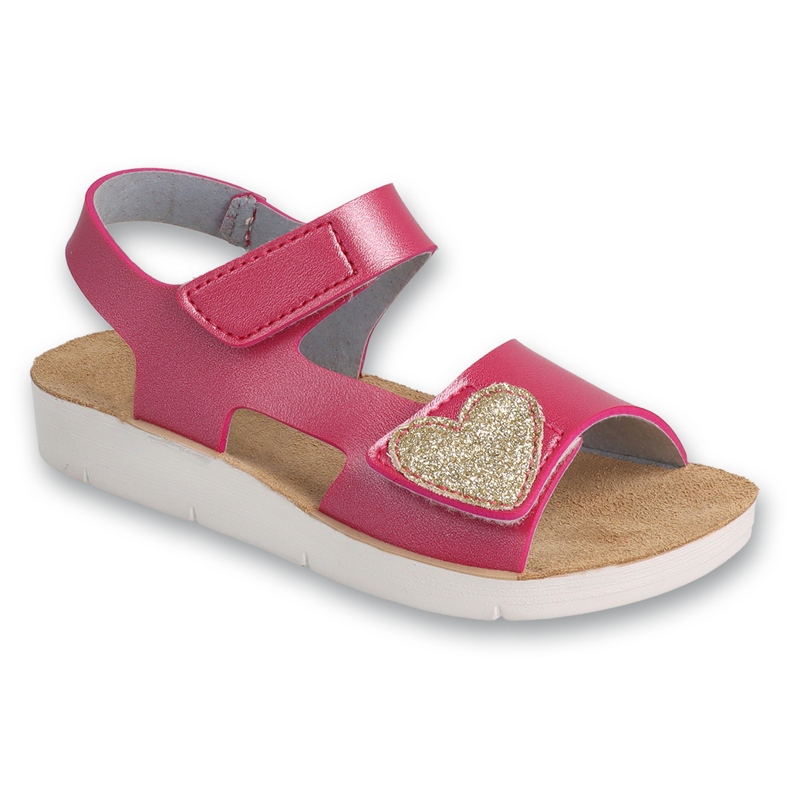 Befado børnesandaler 068Y009 pink med glitterhjerte lyserød 1