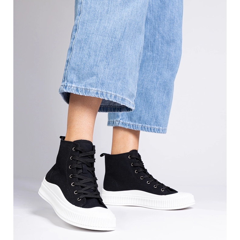 Sorte high platform sneakers fra Guerrino 2