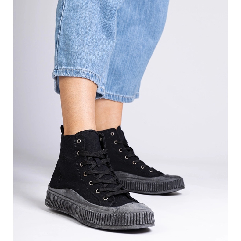 Sorte high platform sneakers fra Guerrino 1
