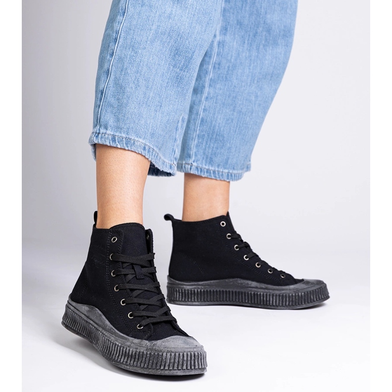 Sorte high platform sneakers fra Guerrino 2