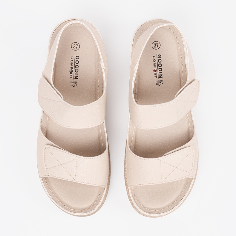 Goodin Lys beige kvinders velcro sandaler 2