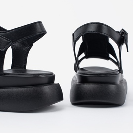Goodin Sort læder elegante sandaler på platformen 1