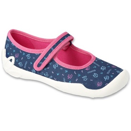 Befado børnetøfler med velcro 114X517 marineblå og pink 1