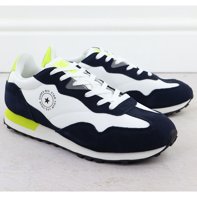 Mænds lædersportsko Sneakers White og Navy Blue Big Star RR174408 hvid 1