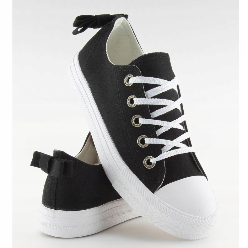 Sorte damesneakers med sløjfe 8935 Sort 1