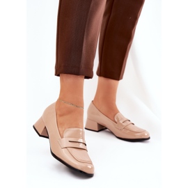 Malet lavhælede nøgenpumper beige 2