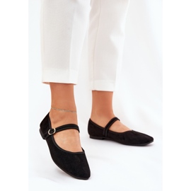 Ballerinaer med bælte og spænde Eco Suede Black Suede sort 2